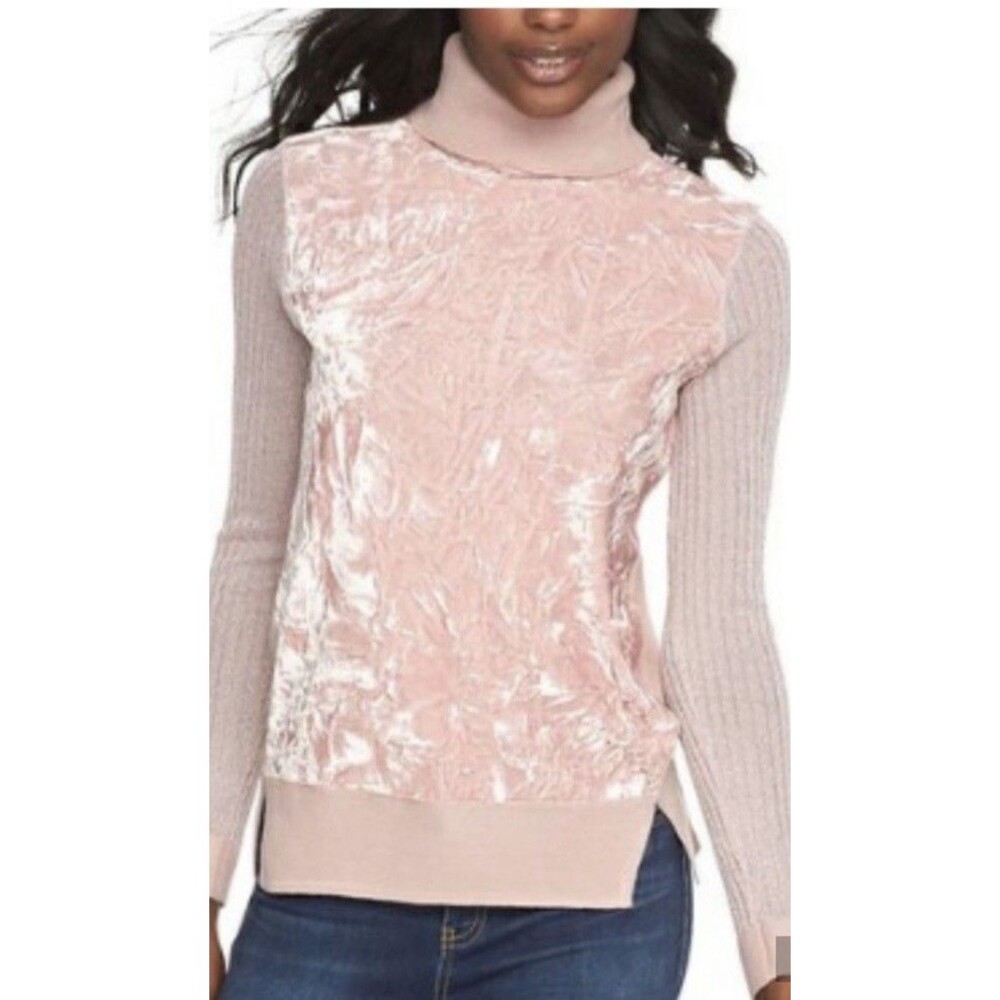 Juicy Couture Pink Velvet Knit Turtleneck Pullover Sweater Long Sleeve XS